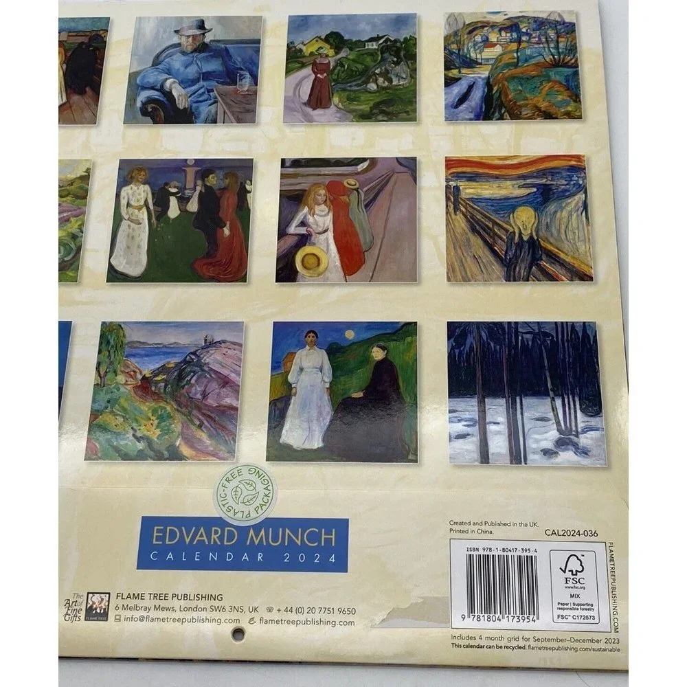 Edvard Munch Wall Calendar 2024 Art Calendar by Flame Tree Studio English Sealed